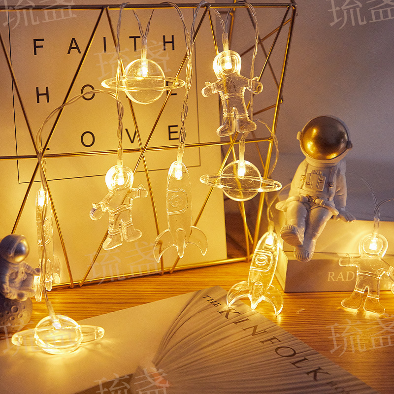 Astronaut Rocket Children's Room Decorative Light Room Background Arrangement Led Light Flashing Battery Indoor