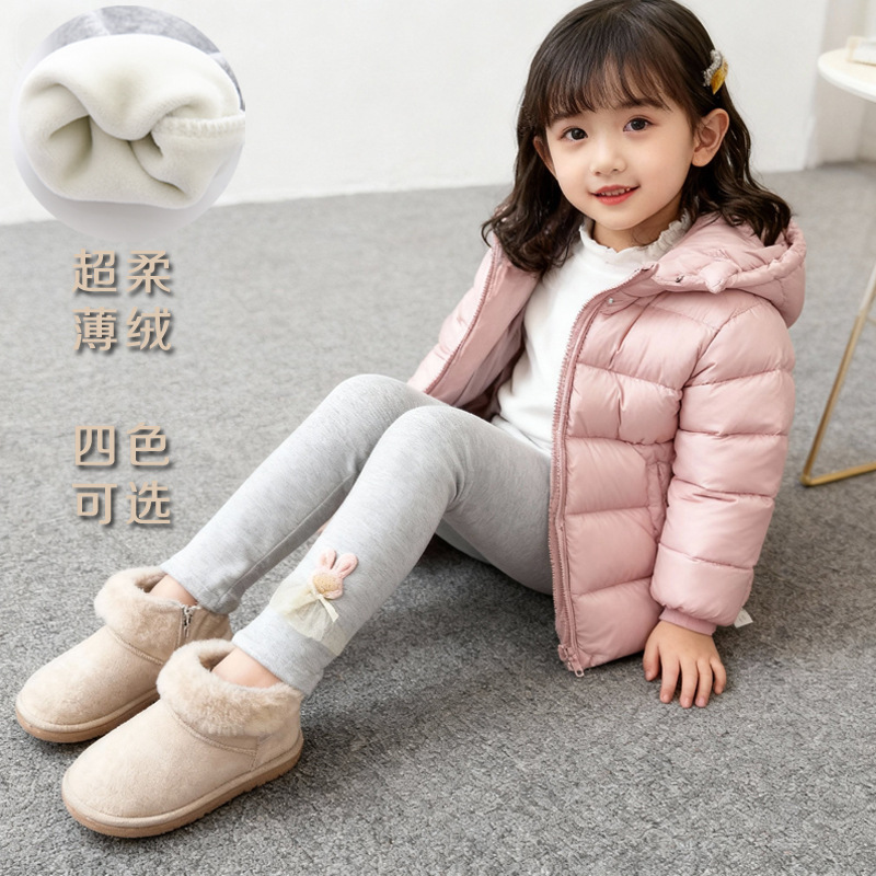 Autumn and Winter Girls' Leggings with Fleece Lining, Quality 95% Cotton, Ultra-Soft Fleece, Winter Children's Clothing Pants, Long Pants, High Demand