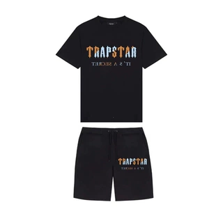 TRAPSTAR字母印花休闲运动服T恤套装男女T恤+短裤两件套新款潮牌