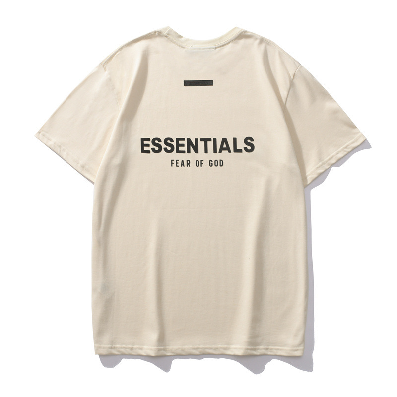 Essentials American High Street moda verano pareja ins espalda de silicona tridimensional carta de manga corta Camiseta de moda NIEBLA