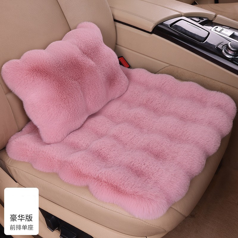 Car Cushion Winter Plush Imitation Rabbit Fur Thickened Warm Small Man Waist Imitation Wool Ins Cyber Celebrity Goddess Cushion Cover