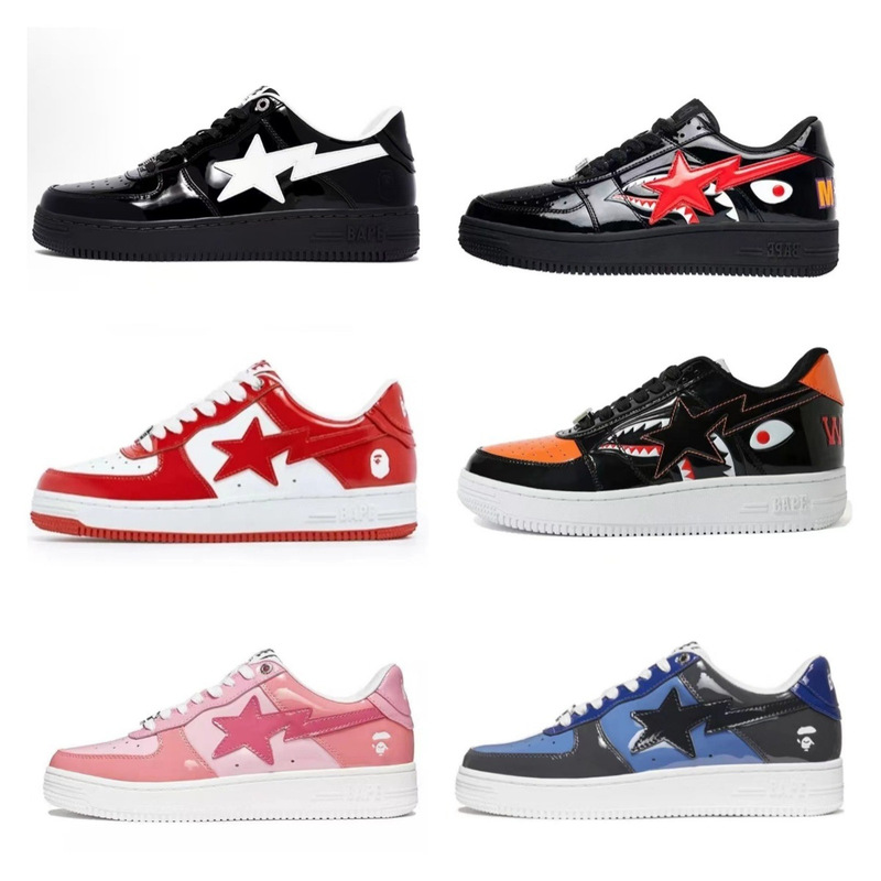 Bape Sta Ape Head Air Force Collaboration Marvel Panda Thick-Soled Men's Casual Low-Top Sneakers Genuine Leather Bape Sta Ape Head Air Force Collaboration Marvel Panda Thick-Soled Men's Casual Low-Top Sneakers Genuine Leather
