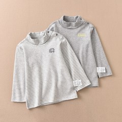分銷代發兒童高領衫百搭打底T恤出口日系秋冬款磨毛舒絨紋男女孩