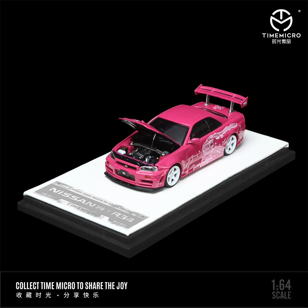 WHOLE -TIMEMICRO1:64 닛산 GTR34 꽃 시뮬레이션 합금 자동차 모델 선물 컬렉션 장식품
