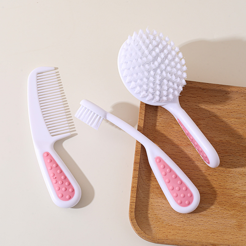 Champú para bebés, juego de cepillos de baño, cepillo de pelo suave, cepillo de pelo suave, peine pequeño, cepillo de dientes de pelo suave para niños