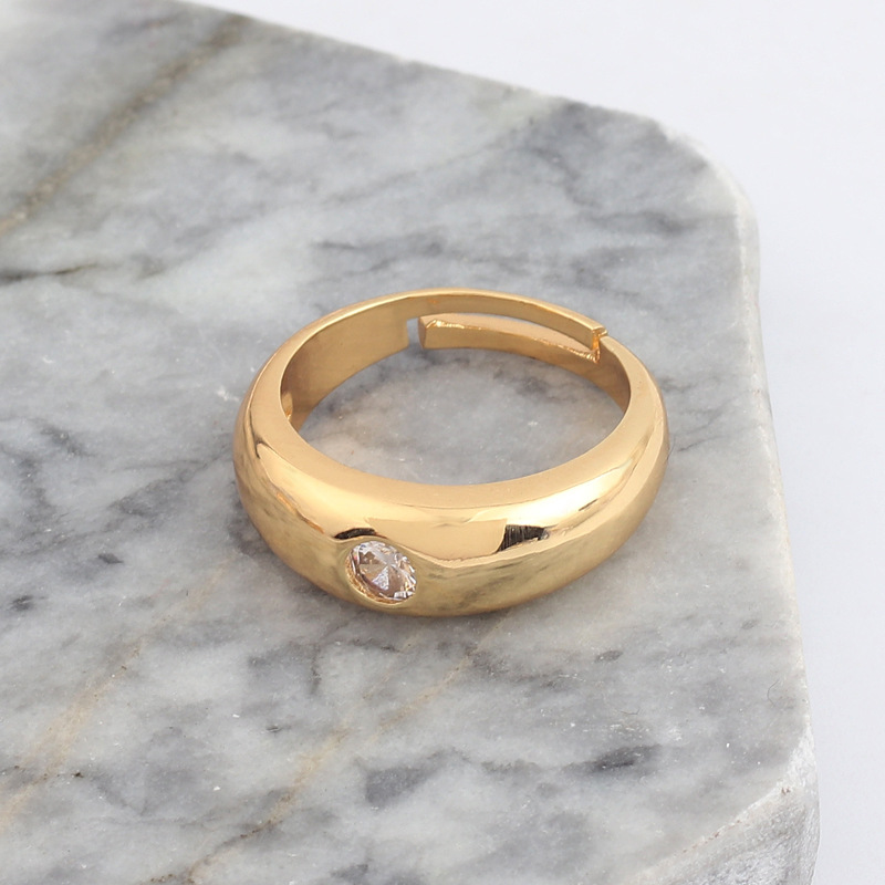 Simple Style Round Copper Open Ring Plating Zircon Copper Rings display picture 2