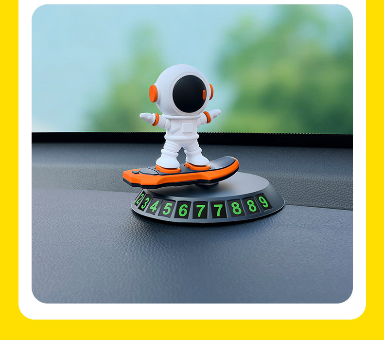 Astronaut Surfing Ornament Temporary Parking Number Plate for Car Use