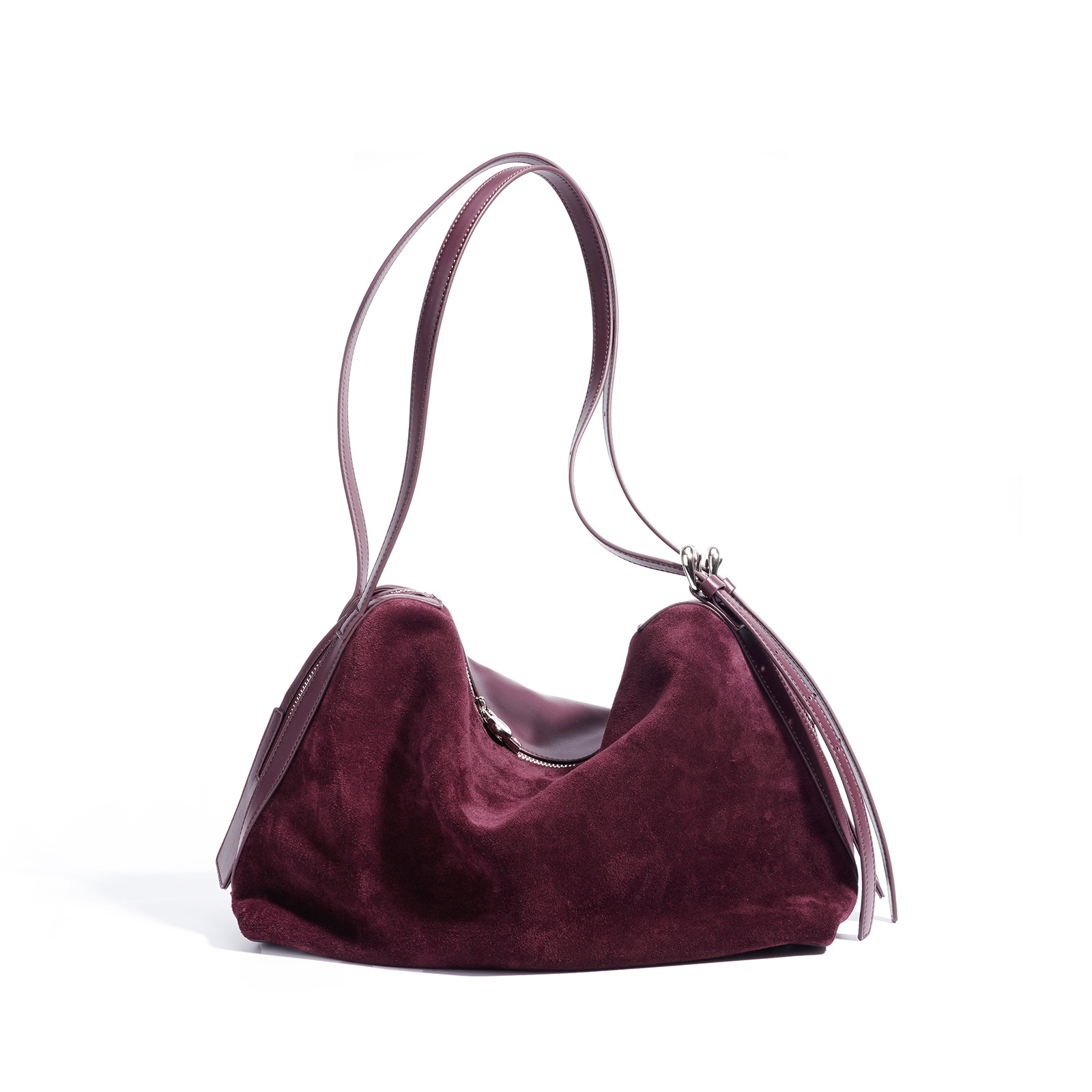 Matte Suede Boston Handbag For Women New Retro Large Capacity Tote Bag Fashion Versatile Genuine Leather Shoulder Bag - Thumbnail 6
