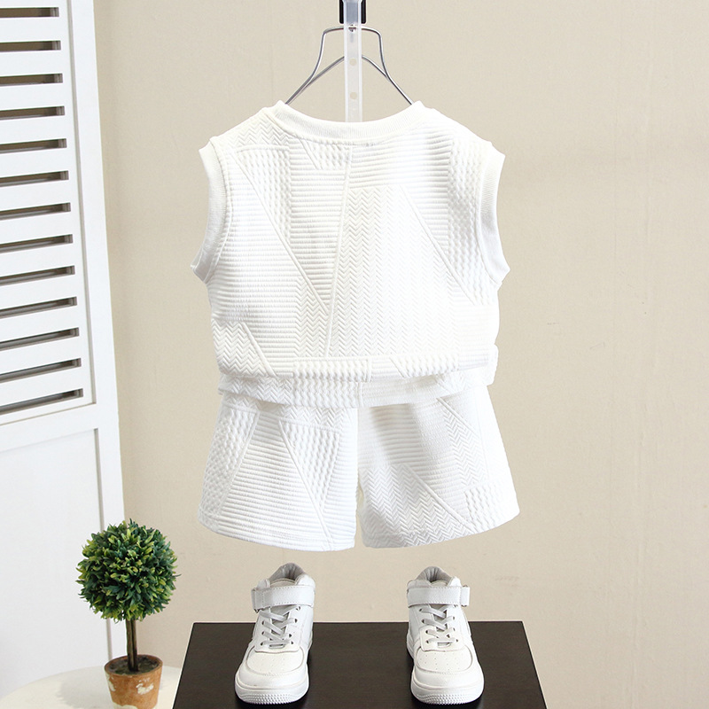 5282 Traje para niños Chaleco sin mangas de verano para niños 2025 Nuevo estilo occidental Vestido de verano para bebés Chaleco de niño fresco y guapo