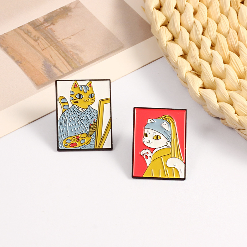 Unisex Gender Cartoon Style Pin Badge Van Gogh Oil Painting Alloy Unisex Brooches