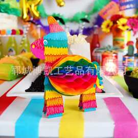 墨西哥彩色蜂窝巢立体卡片独角兽纸蜂窝球节日装饰用品装饰