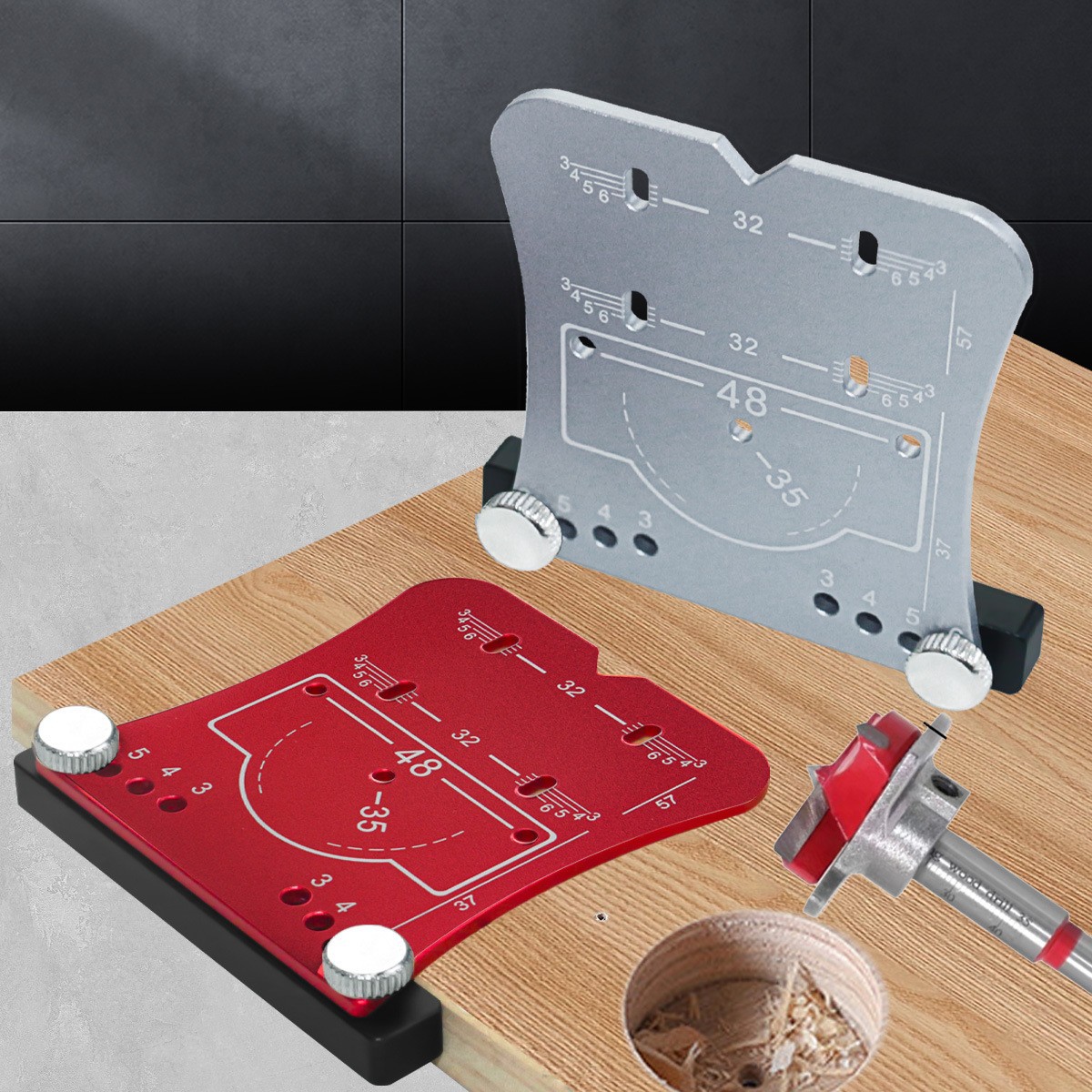 35mm铰链铝合金开孔器 铰链开孔定位板门 木工板合页专用定位模板