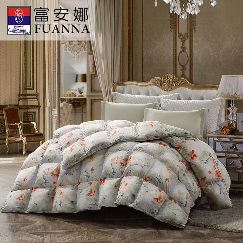 富安娜家纺95白鹅绒羽绒被冬被被子被芯【团购更优惠】抗菌防螨