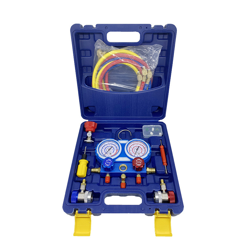 Medidor de fluoruro para aire acondicionado de automóvil, manómetro r134a, medidor de refrigerante de automóvil, conjunto de medidor de fluoruro, ventas directas de fábrica