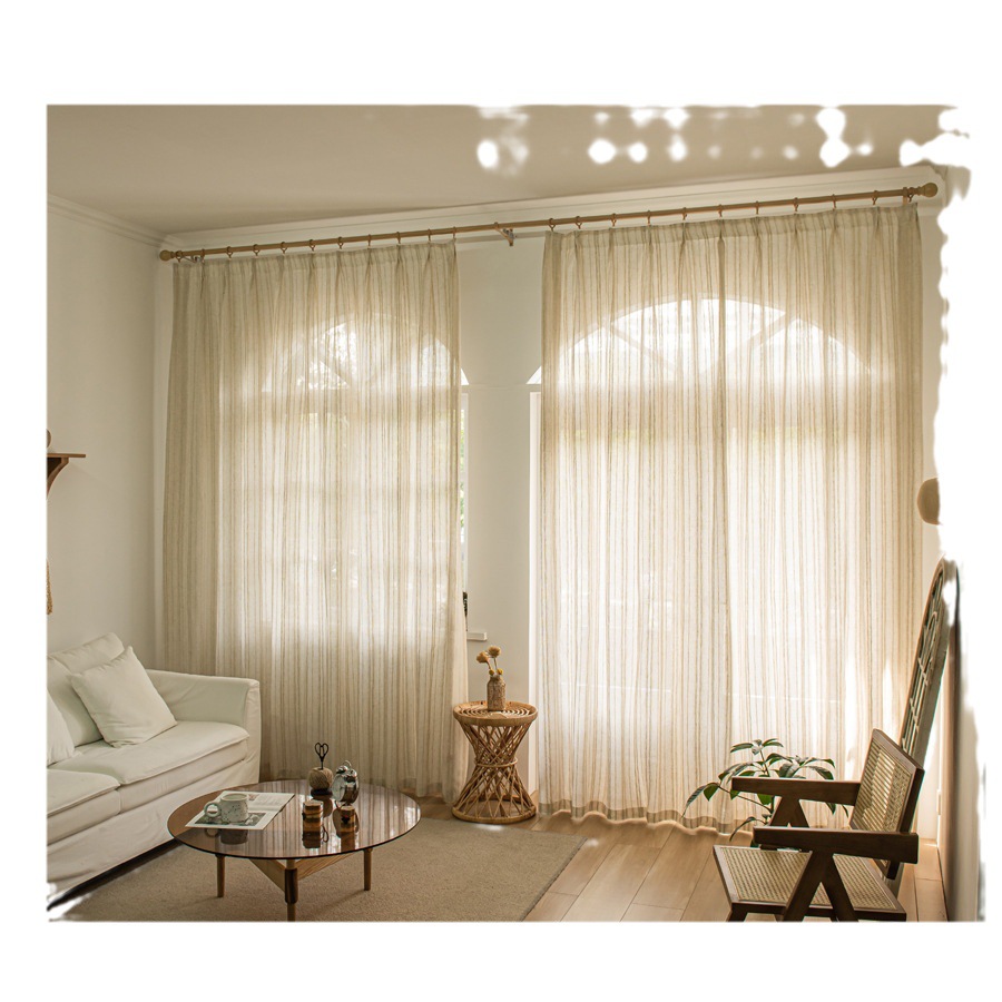 日本式クロスボーダー窓紗客間寝室ベランダレストランアマゾン完成品窓紗透明カーテンメーカー卸売り