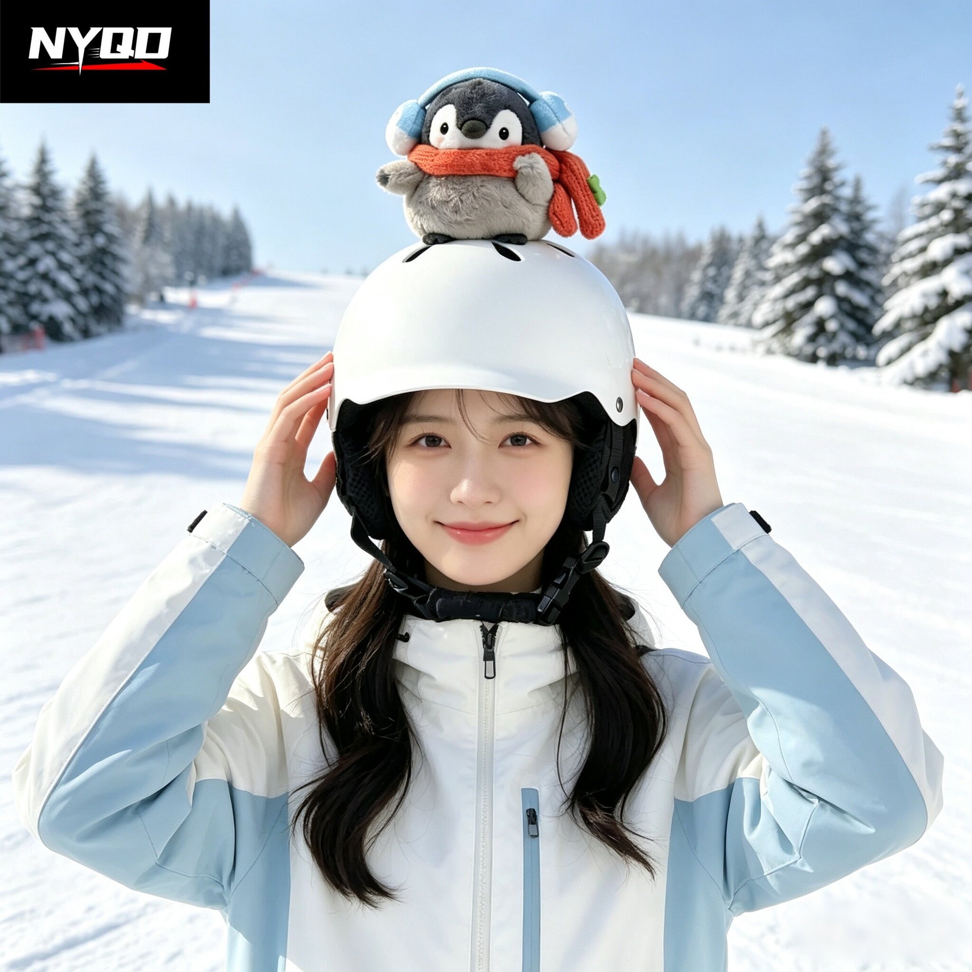 NYQD Little Penguin Ski Helmet Cute Soft Decorative Accessory for Snowboard, Electric Scooter, Motorcycle Riding, Unisex Helmet Accessory