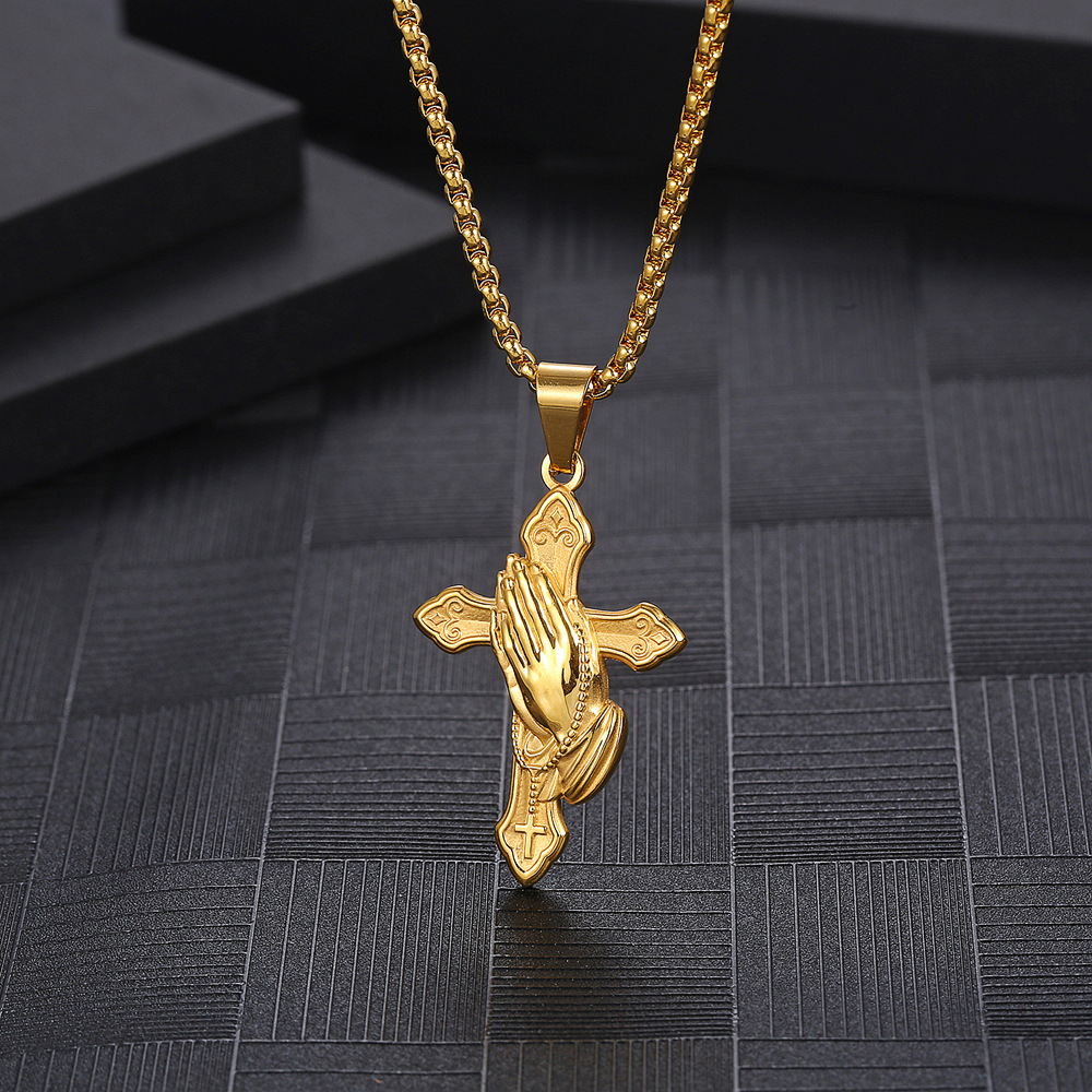Sweater Chain Classification Hip-hop Simple Style Cross Gesture Titanium Steel Plating Unisex Sweater Chain