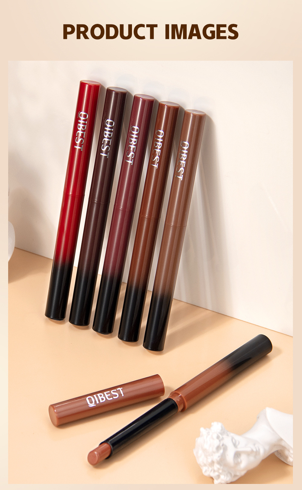 QIBEST Cross-border matte velvet matte lipstick does not stick to cups, does not fade, is easy to apply, moisturizes and lasts long, and is a lipstick for makeup undefined