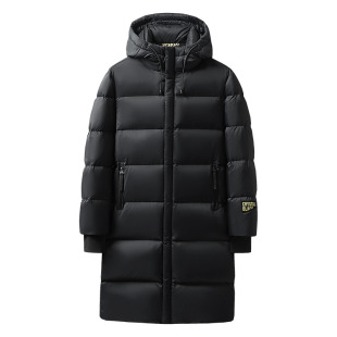 New Men's Mid-Length down Jacket in Black and Gold, White Duck Down, Loose Fit, Trendy, Fashionable, Casual, Versatile Outerwear for Couples