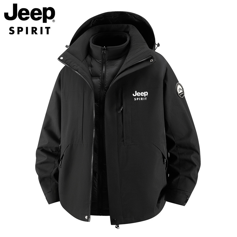 JEEP SPIRIT吉普冲锋衣男羽绒服内胆三合一防风保暖登山服外套男