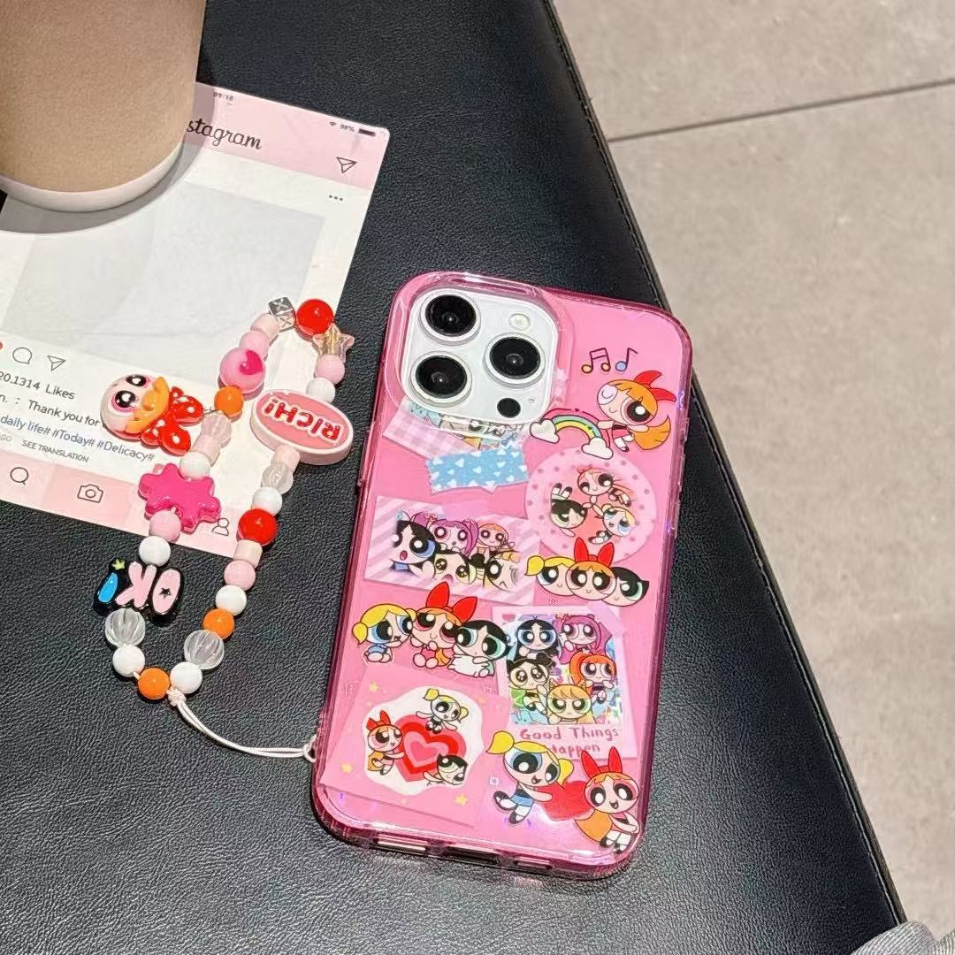 Aurora Love Cartoon Girl Adecuado para iPhone 16 Cadena 15ProMax Funda para teléfono 13 Apple 14 Mujer 16PM