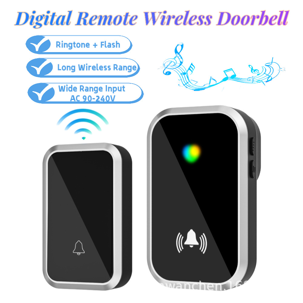 无线门铃433家用远距离遥控门铃插电款老人呼叫器聋哑人闪光门铃