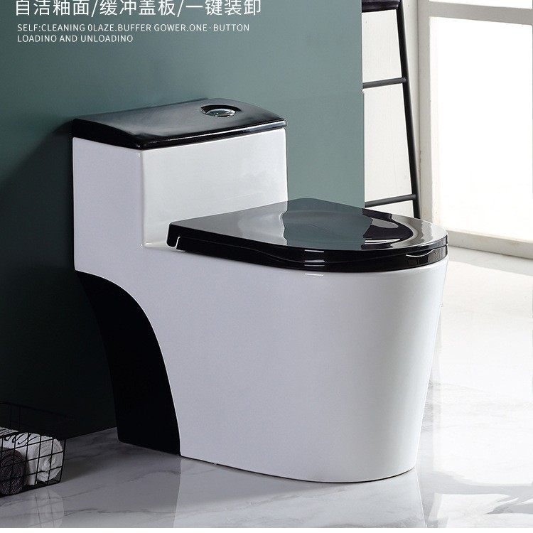 Guangdong Chaozhou inodoro de cerámica de lujo ligero de estilo europeo ahorro de agua tipo sifón bombeo tipo inodoro negro doméstico tipo piso