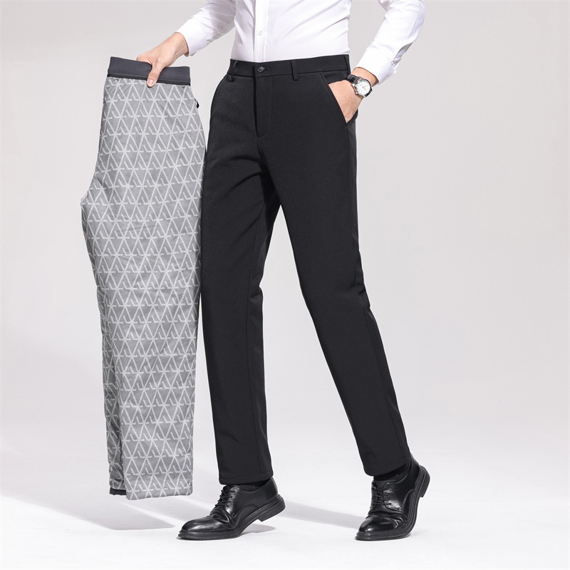 2024 Men's Thick Down Pants, Formal Dress Pants, New Winter Style, Windproof, Warm and Cold-Proof, Goose Down Casual Pants