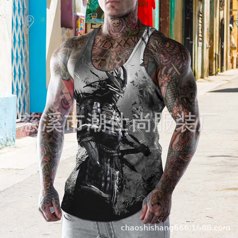 Camiseta sin mangas hombre fitness running verano estilo europeo Venom