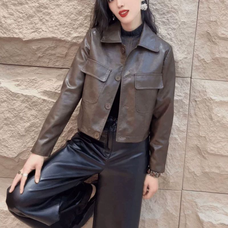 多巴胺皮衣外套女短款2025春秋新款百搭机车服宽松显瘦复古皮夹克|undefined