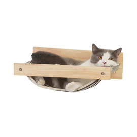 亚马逊实木壁挂式猫窝阳台窗边晒太阳壁挂式猫吊床空中猫爬架