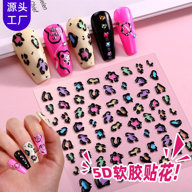 Zhengxiang New DIY Soft Rubber Relief Nail Art Sticker 5d Cherry Cute Butterfly Cute Pet INS Internet Red Nail Sticker