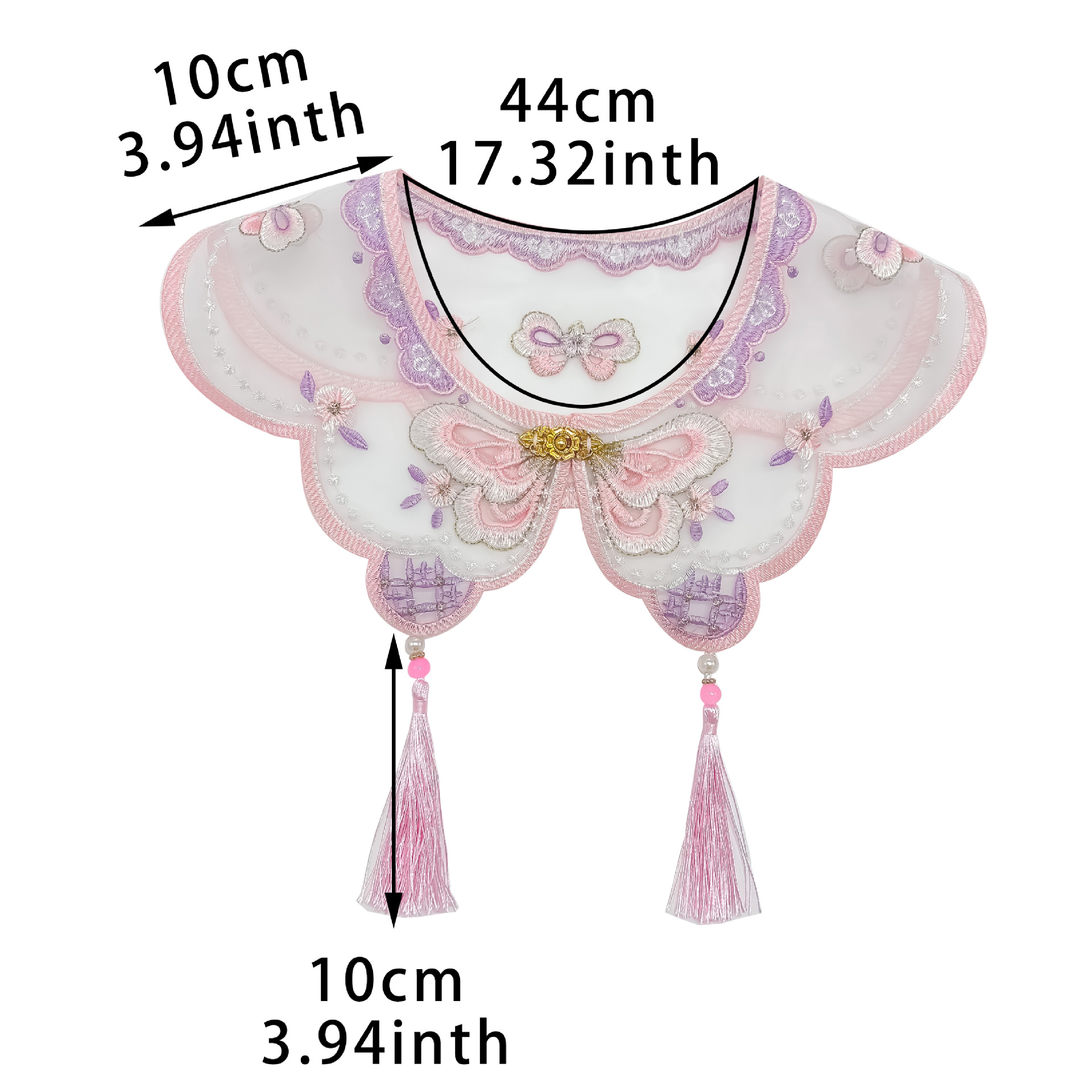 Otoño y invierno accesorios de ropa china para niños collar falso hilo de malla de red de encaje azul rosa pesado lindo bordado de mariposa decoración collar hombro