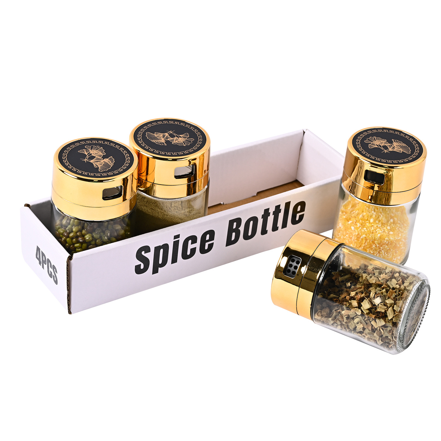 Venta caliente transfronteriza cocina de acero inoxidable Luz de lujo de vidrio condimento tarro traje hogar sellado de vidrio condimento tarro al por mayor