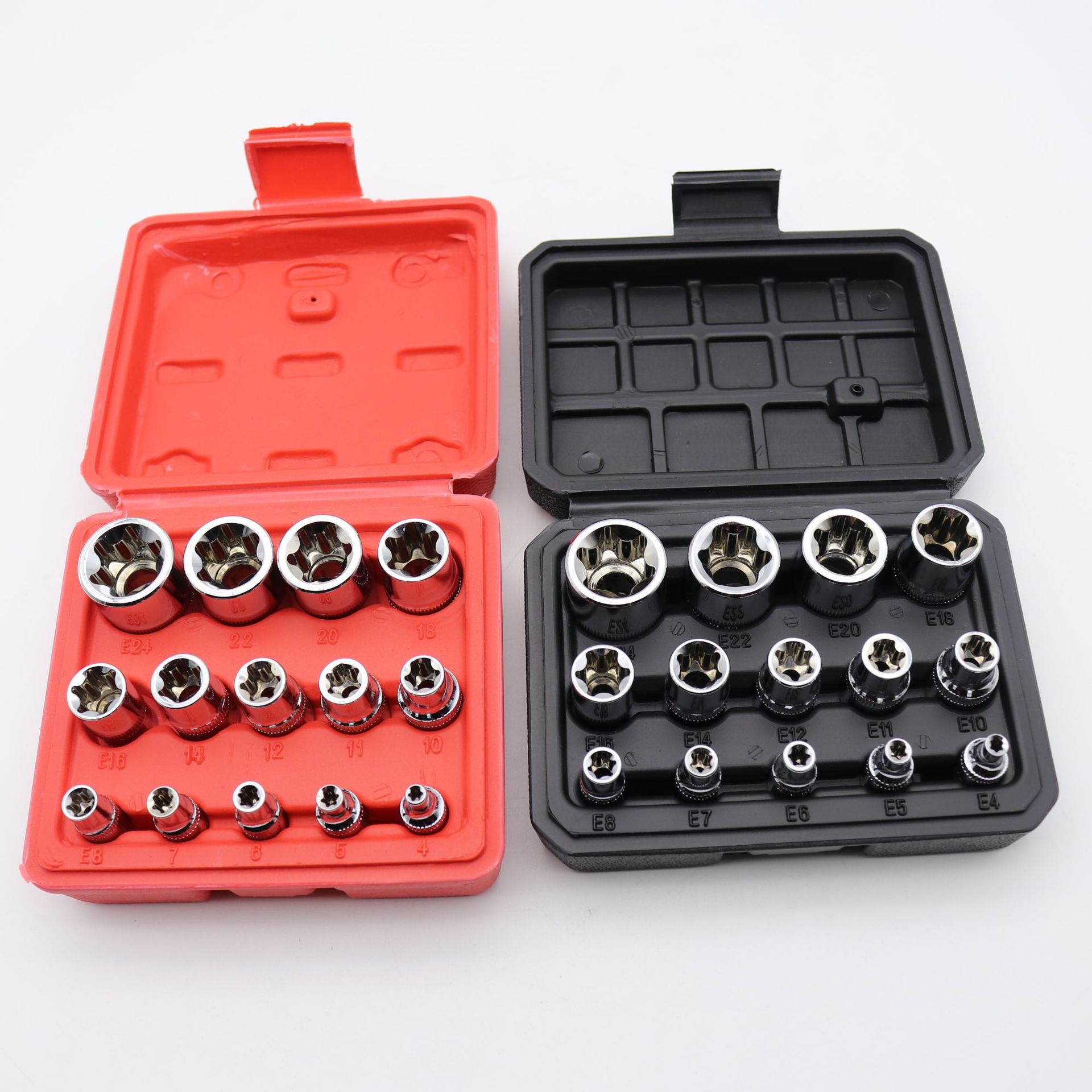 E型套筒组套6角e型梅花型套筒14件六角花键套筒组合汽修专用工具