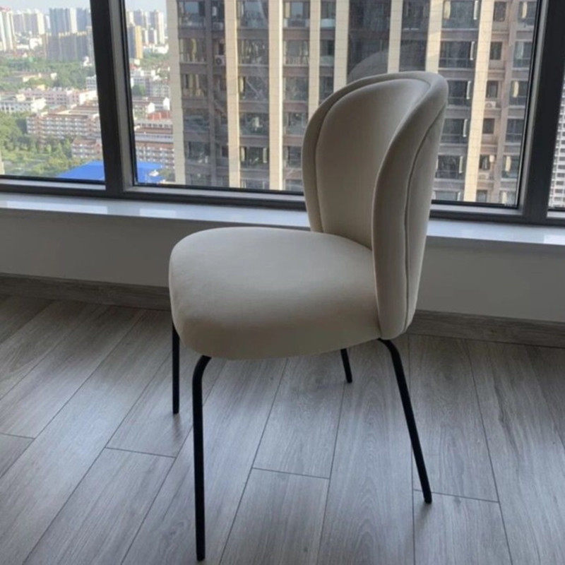 Senmeijia Nordic Minimalist Restaurant Dining Chair, Luxurious Velvet Seat, Modern Designer Makeup Chair with Backrest, Vanity Stool