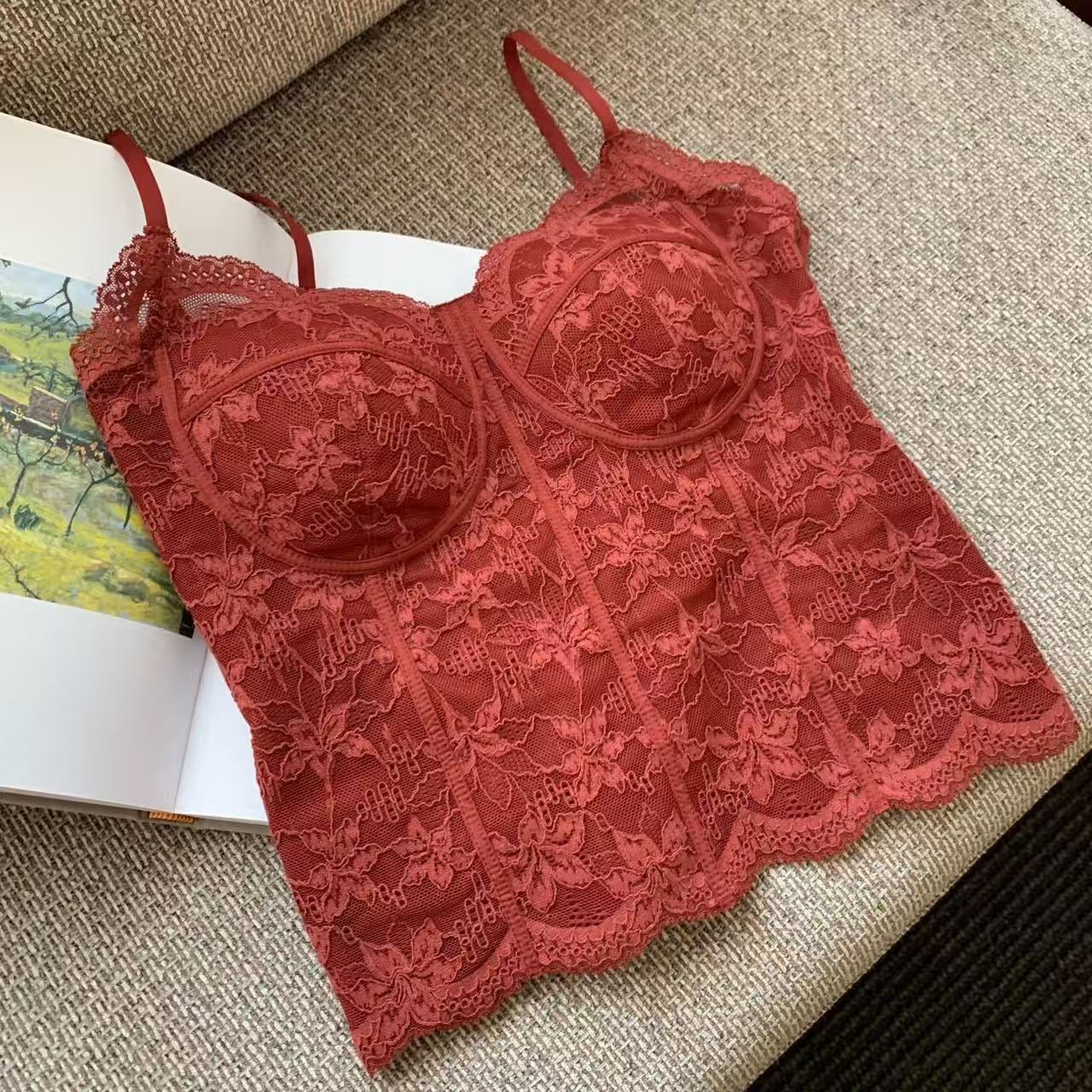 Puramente luchar ropa interior de encaje caliente de mujer molido chaleco de cinturón sin sujetador delgado y delgado con la parte superior de base