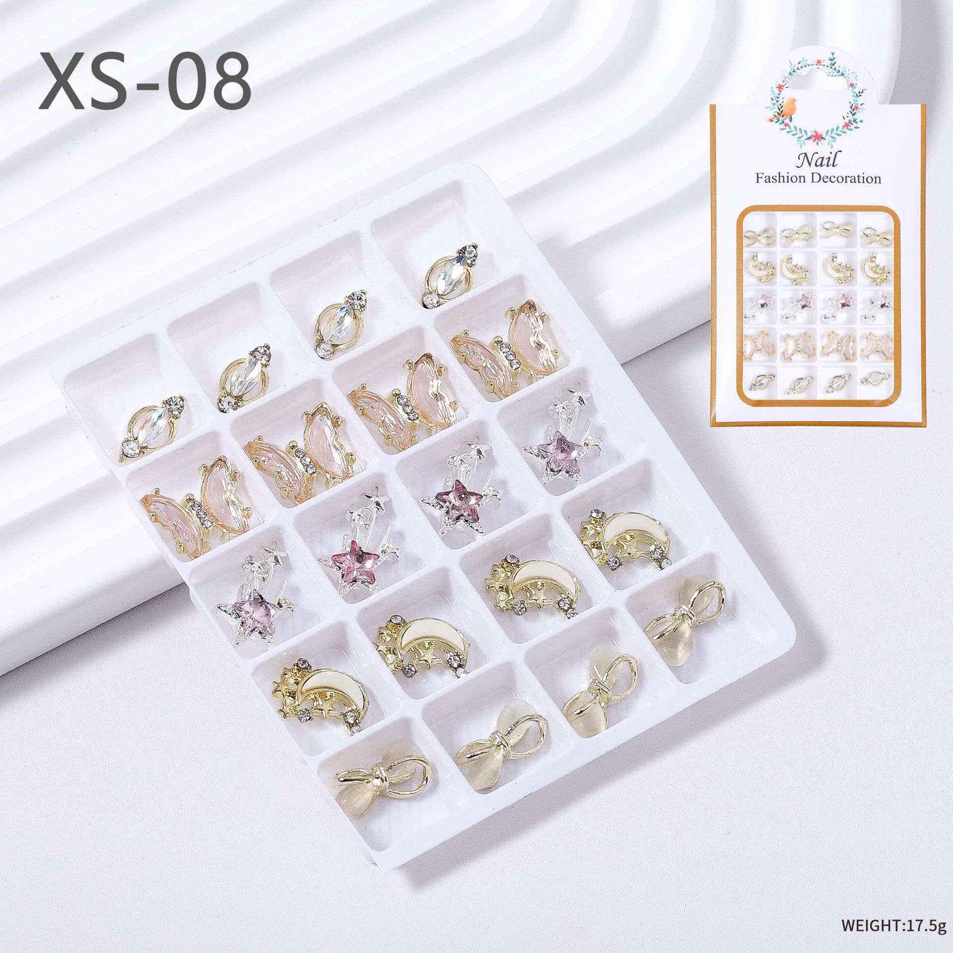 Especial transfronterizo para uñas mixtas, joyería de aleación, arco de cristal, pila de diamantes, accesorios de decoración de uñas tridimensionales al por mayor