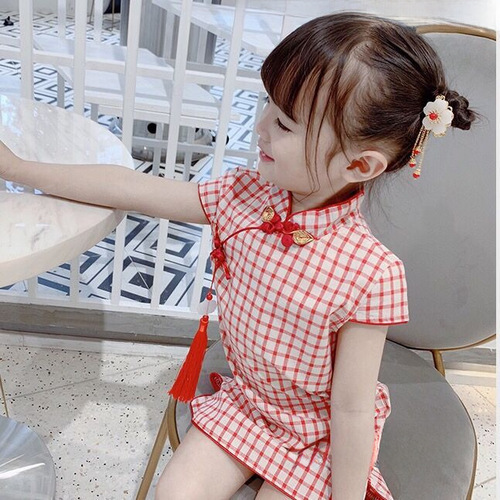 Children's summer dress, new style for girls, children's cheongsam skirt, princess dress, retro Chinese style dress, little girl dress, girls' dress.