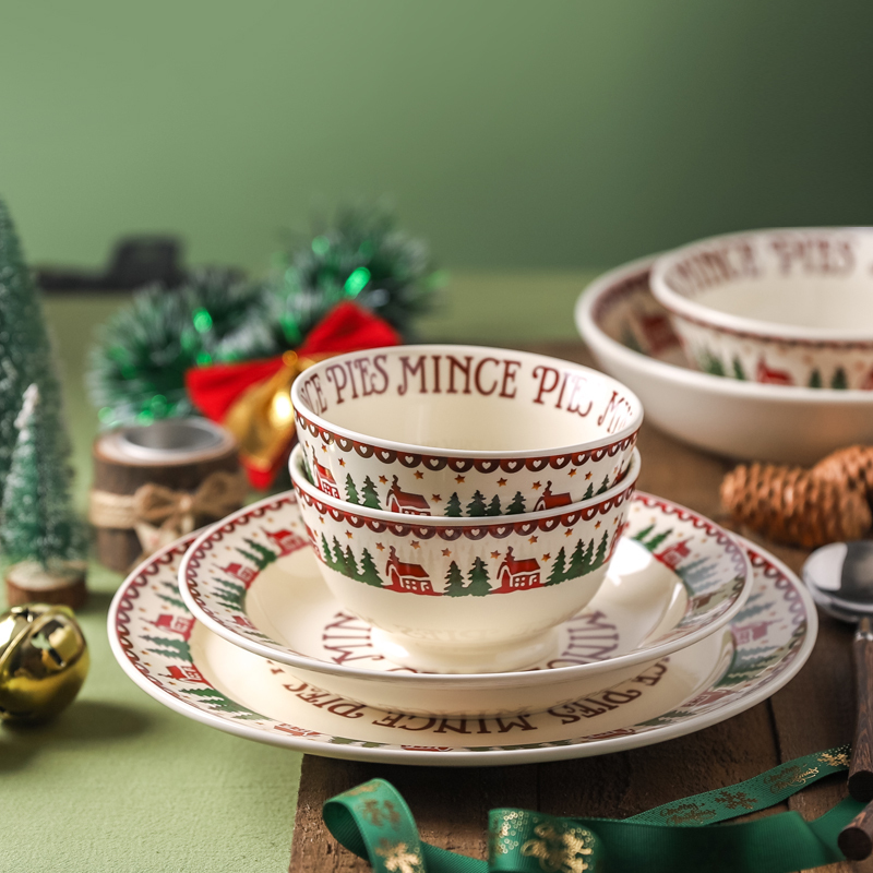 Christmas Series Themed Tableware American Style Retro Plate Western Dessert Breakfast Plate Plate