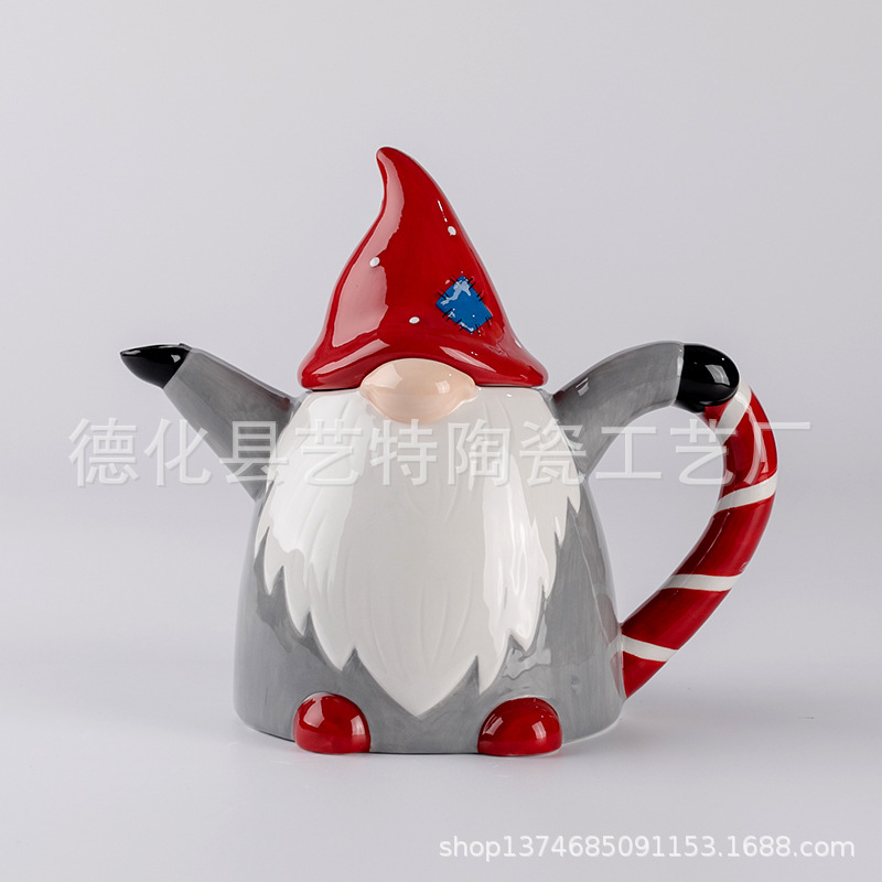 Christmas Ceramic Nordic Husband Teapot Coffee Pot Christmas Dwarfs Tableware Kitchen Utensils