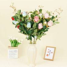 5头保加利亚玫 拍摄摆件背景装饰摄影道具直播间拍照布置仿真花