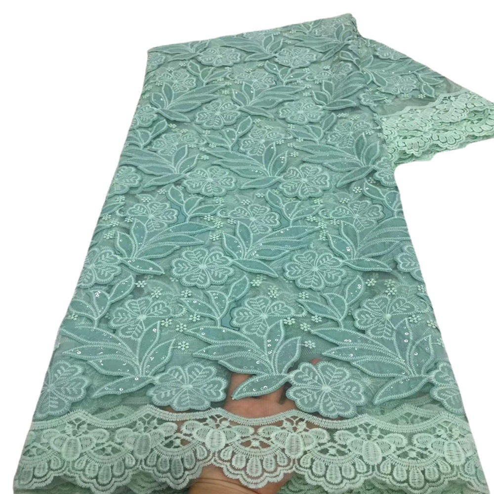 杰丽塔非洲花型网纱蕾丝镂空亮片绣花婚纱礼服布面料AFRICAN LACE