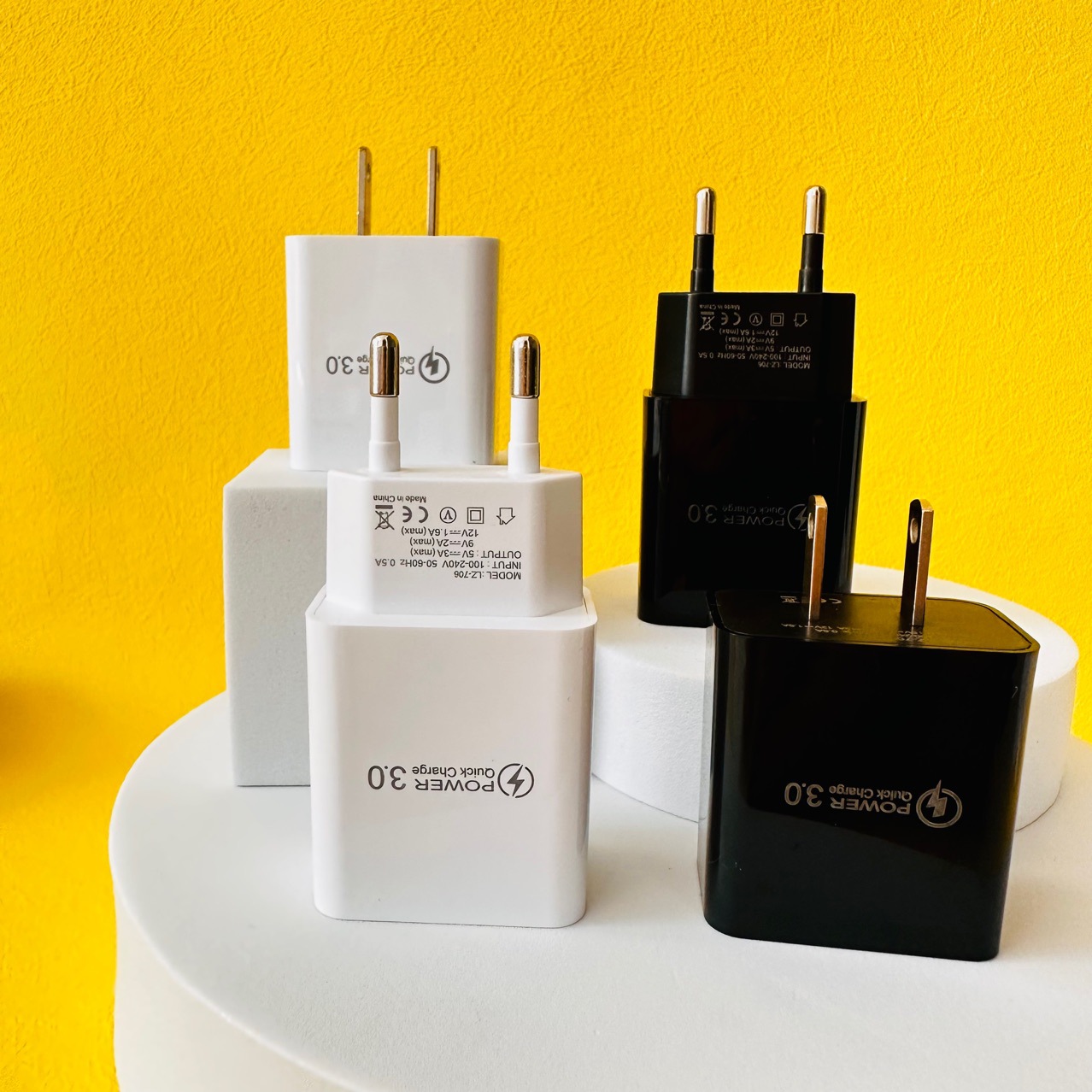 Square 5V3A Charger European and American Mobile Phone 18W Fast Charging Qc3.0 Charging Head Beauty Instrument Power Adapter