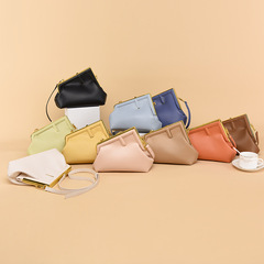 Cross-border metal clip mouth bags for women, 2024 new fashion single-shoulder bag, European and American retro minimalist cross-body bag, shoulder bag.