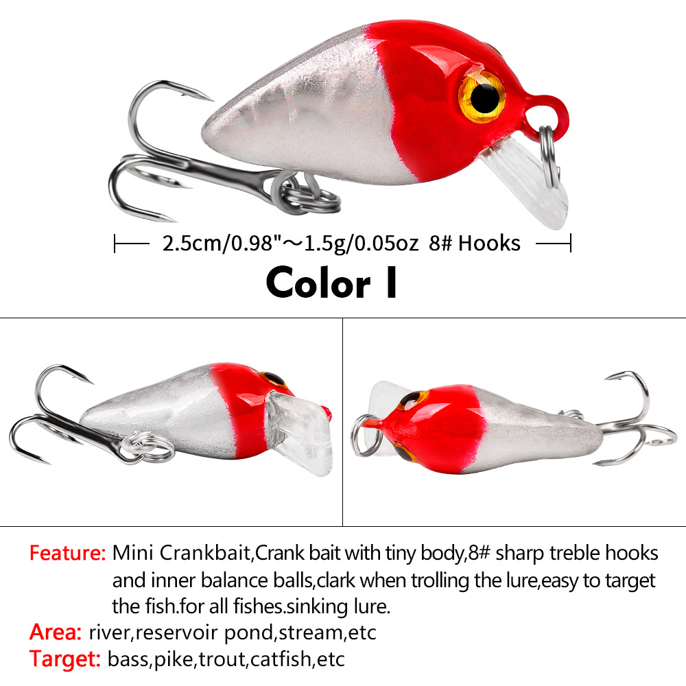 2 Pcs Sinking Lipless Crankbait Lures 26mm 1.6g Hard Baits Bass Pike Crappie Fresh Water Fishing Lure