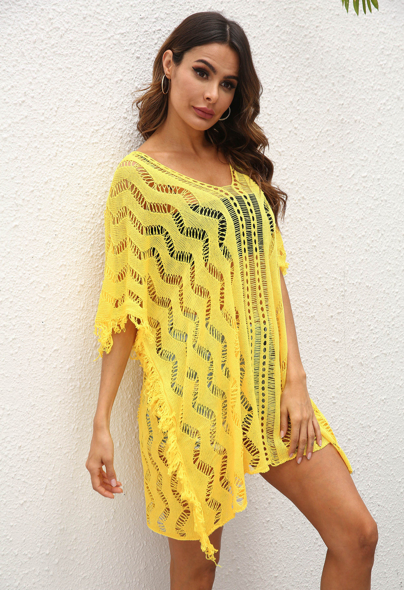 sexy hollow woven loose beach dress  NSOY48472