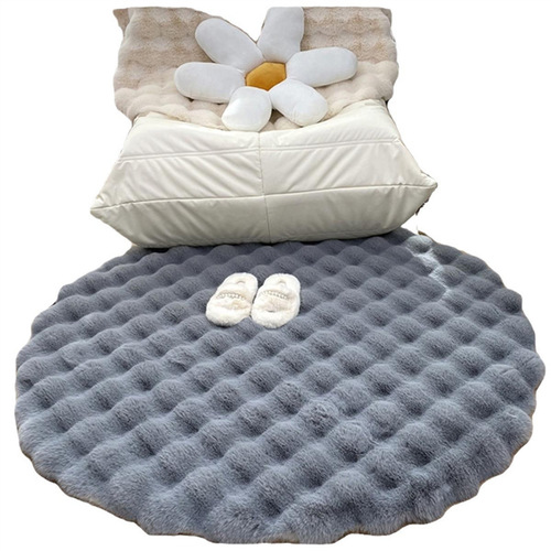 Round rug cream style single sofa round rug bubble fur living room coffee table dressing room stool pad