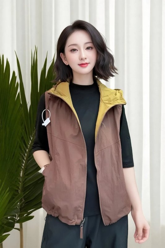 一件代发2025秋季新款时尚双面休闲百搭气质减龄妈妈装马甲上衣|undefined