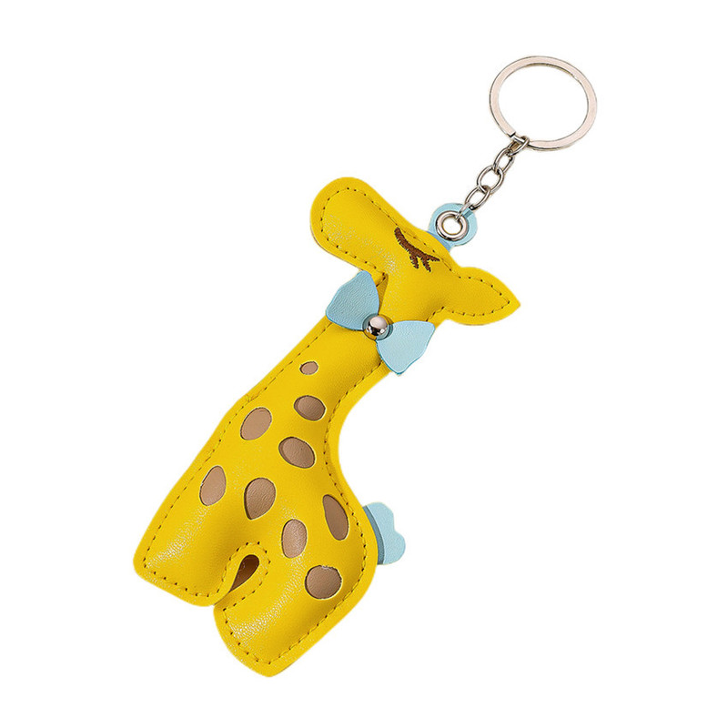 Internet Celebrity Explosive Leather Cotton Giraffe Keychain Cartoon Animal Pattern Giraffe Pendant Women's Bag Pendant